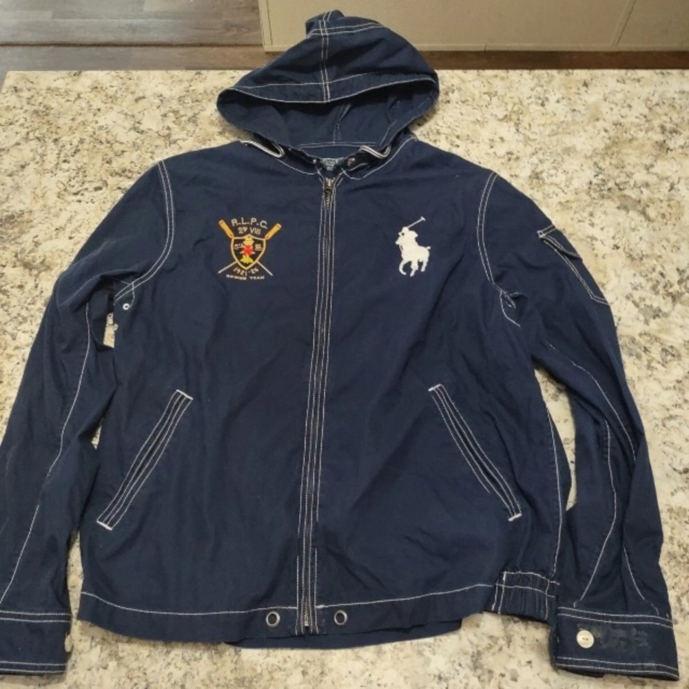 Sold!!!
Ralph Lauren Polo Rowing Team Blue and White Windbreaker.